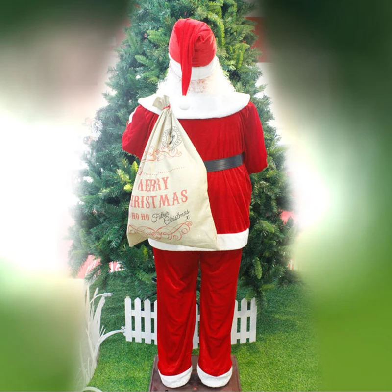 Большая подарочная сумка с Санта-Клаусом 2021 милая Рождественская Льняная