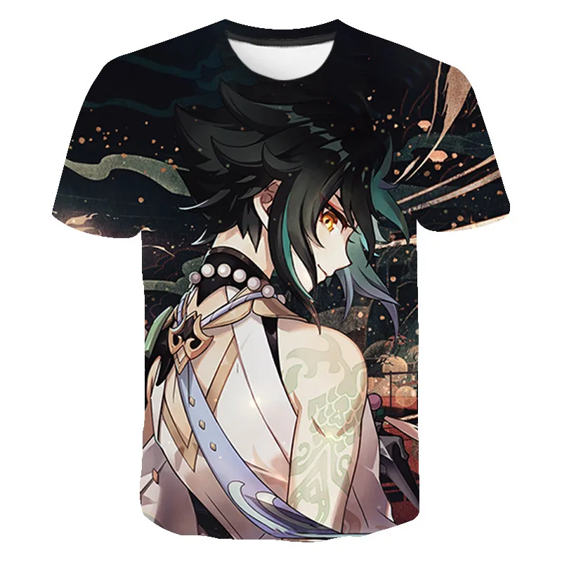 

2021 New Summer Streetwear Printed 3D T Shirts Genshin Impact Casual Boy Girl Kids Fashion Short Sleeve Men Women Children Tops
