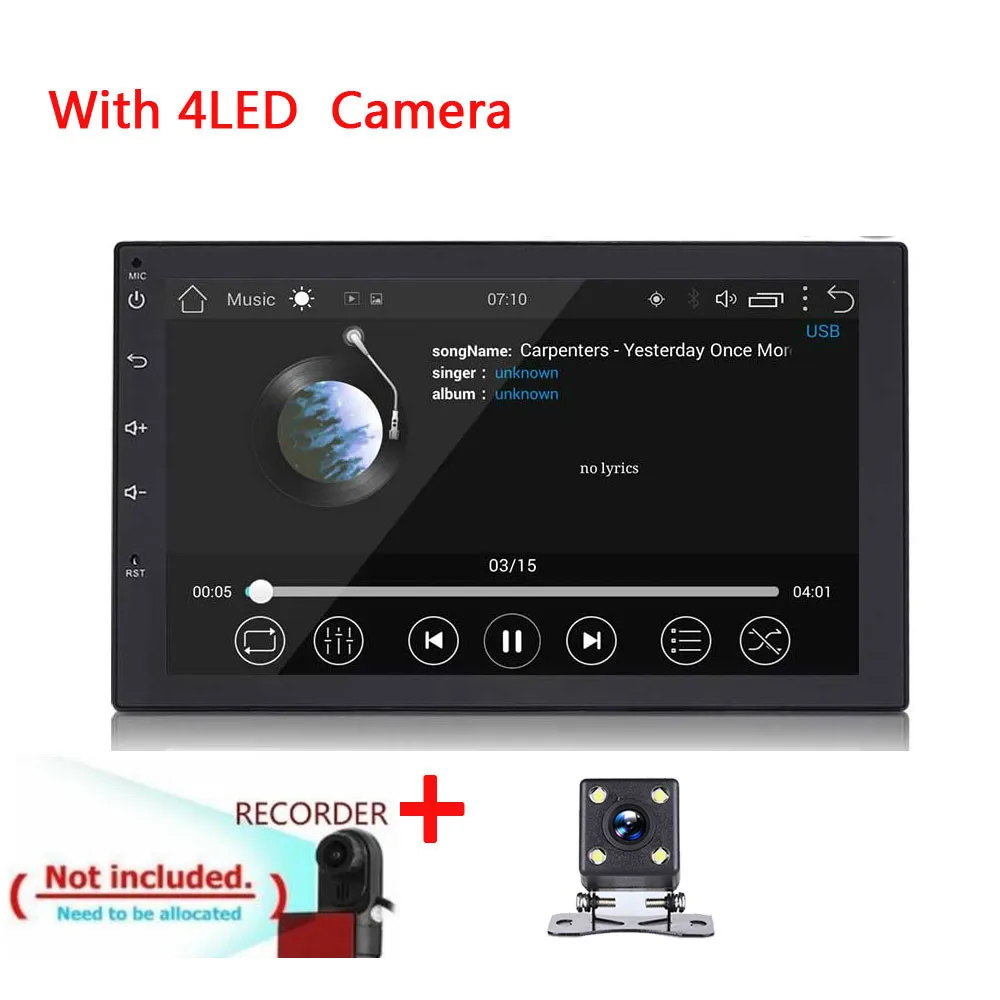 recorder - 4led cam Android 8,1 автомобильный Радио Стерео gps навигация Bluetooth wifi Универсальный " 2din мультимедийный плеер DVR рекордер - Цвет: recorder - 4led cam