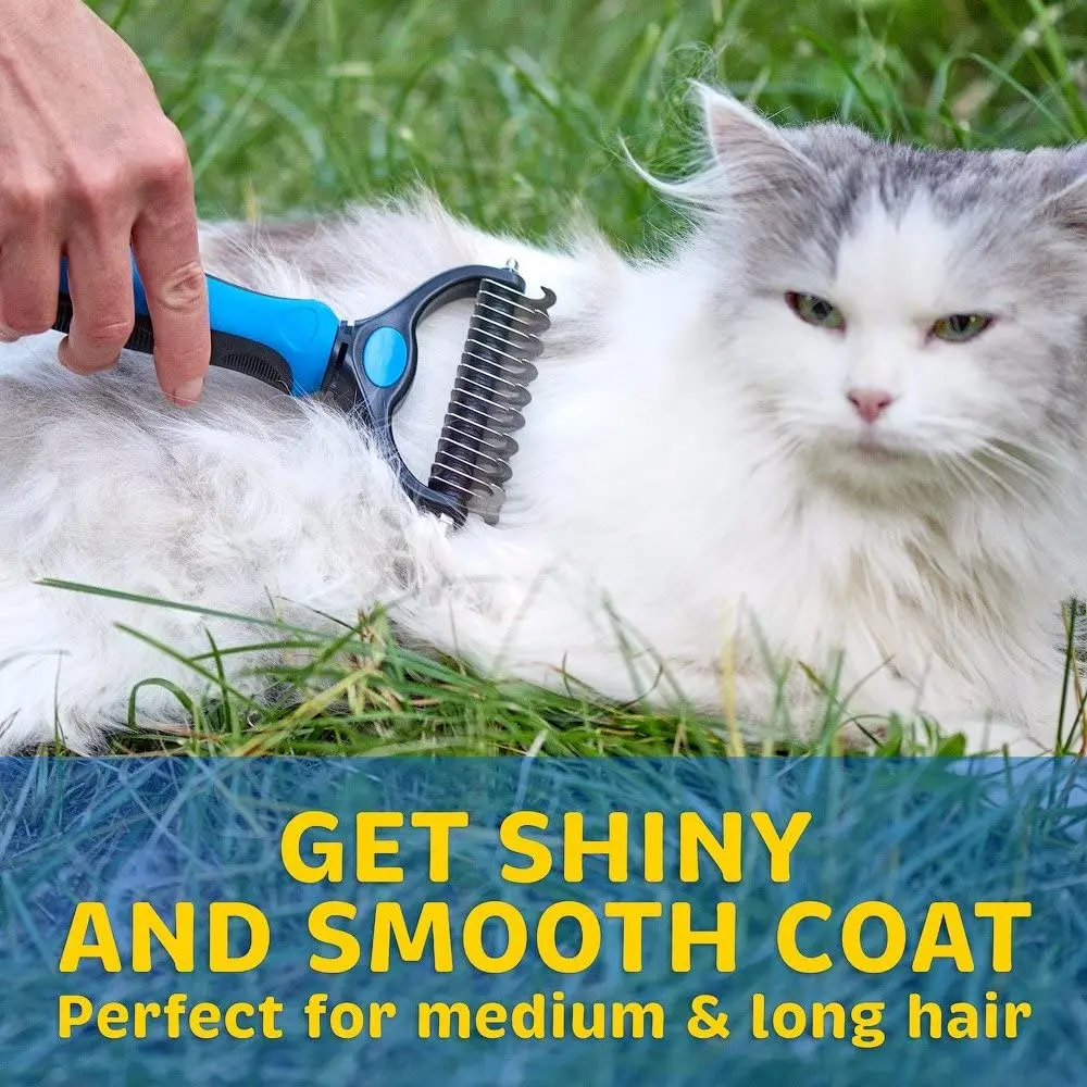 

Hair Removal Comb for Dogs Cat Detangler Fur Trimming Dematting Deshedding Brush Grooming Tool For Matted Long Fu