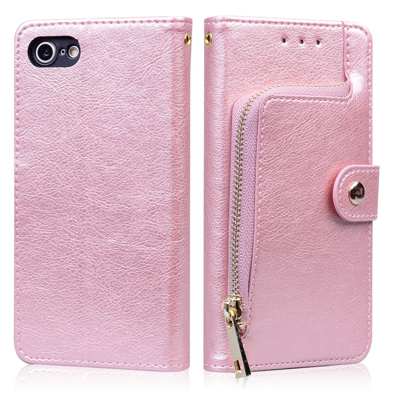 Однотонный кожаный чехол-кошелек для iPhone 6 6S откидной Чехол с отделением карт