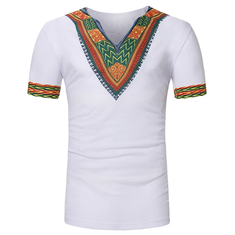 2019 Новая мужская повседневная футболка в африканском стиле с v образным вырезом и