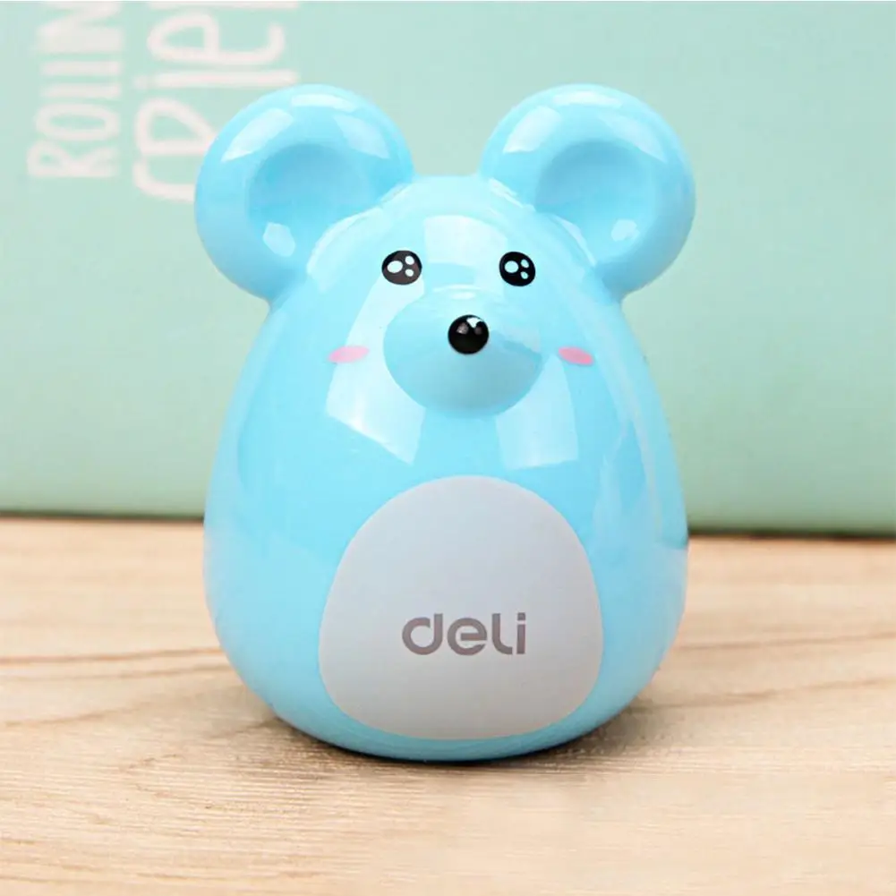 Новый Deli милый Kawaii Милая пластиковая Мышь точилка для карандаша ручная