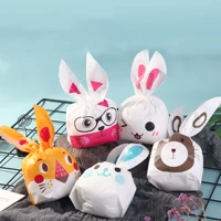 50pcslot cute rabbit ear bags cookie plastic bagscandy gift bags for biscuits snack baking package easter party supplies