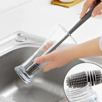 1 pcs 360 degree silicone glass clean brush long handle feeding bottle household tea wash cup sponge brush kitchen washing tool