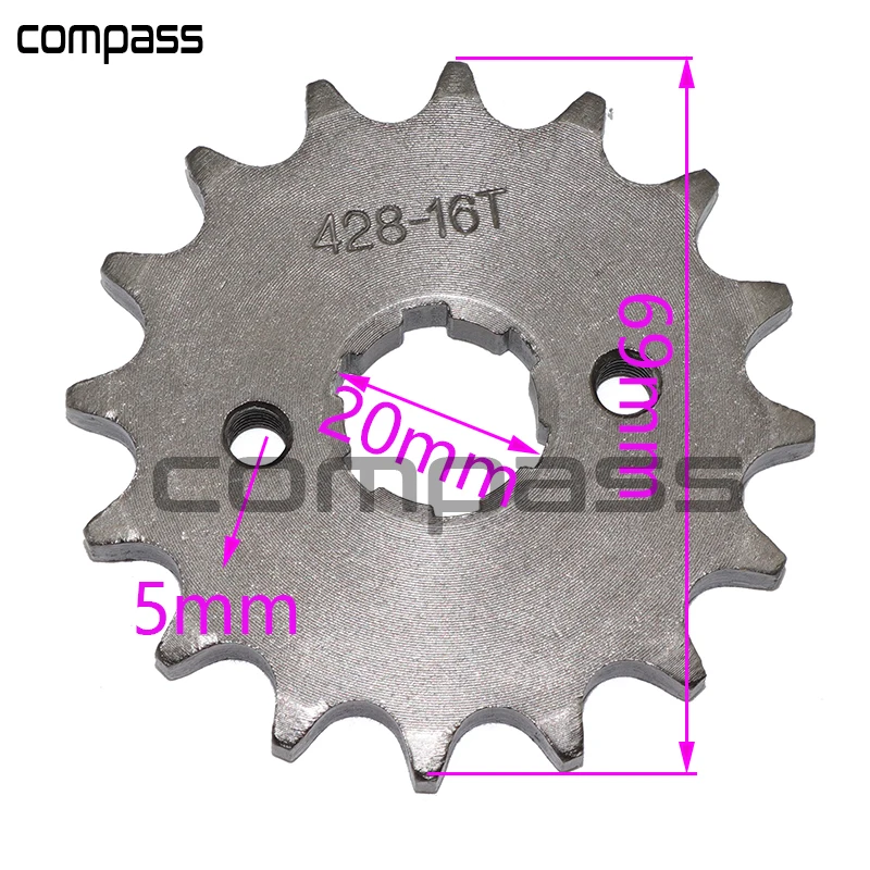 16T Teeth 428 Drive Chain Front Sprocket Cog for Pit Trail Dirt Bike ATV Quad Buggy Motorcycles Gears Accessories 20mm |