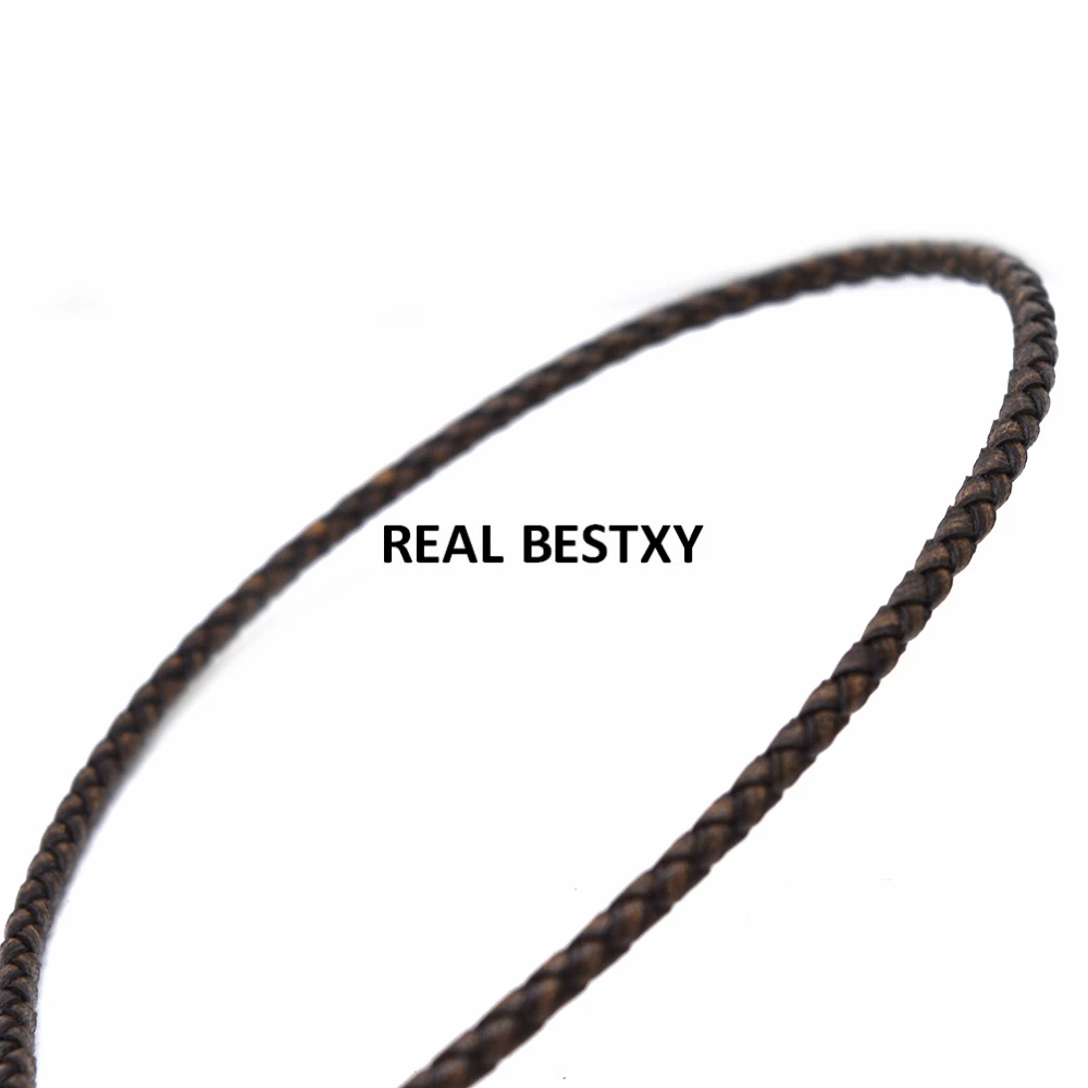 Плетеный шнур из натуральной кожи под старину 1 м около 3 мм