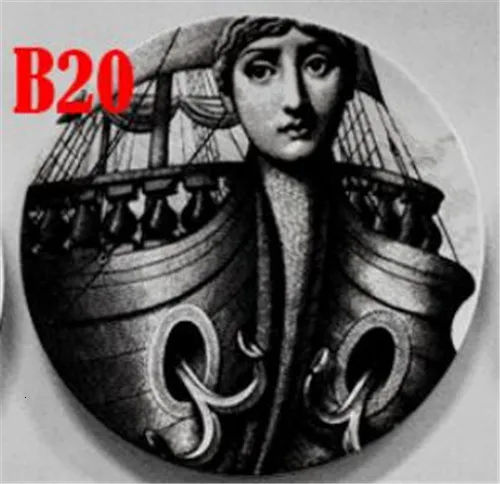Fornasetti тарелка, подвесное блюдо, итальянский дизайн, декоративная подвесная тарелка для дома, европейский стиль, фруктовые тарелки Fornasetti блюдо - Цвет: 20