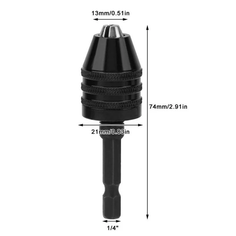 

Right Angle Bit 0.3-6.5mm Keyless Drill Chuck 1/4in Hex Shank Converter Adapter Same Size Cavity Classic Tips