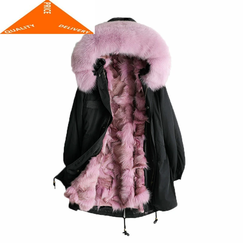 

Coat Female Real Natural Liner 2020 Winter Jacket Women Fox Fur Collar Coats Korean Outwear Hiver 2849