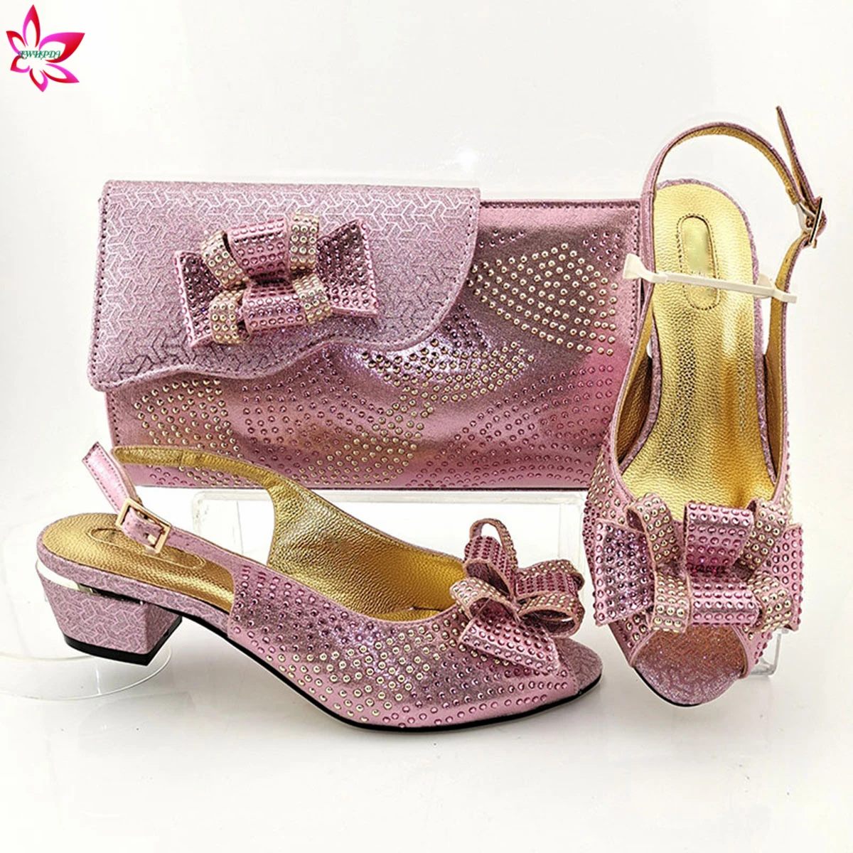 2021 Low Heels Mature Style Italian Women Shoes and Bag Set in Magenta Color Comfortable Heels Italian Lady Shoes images - 6