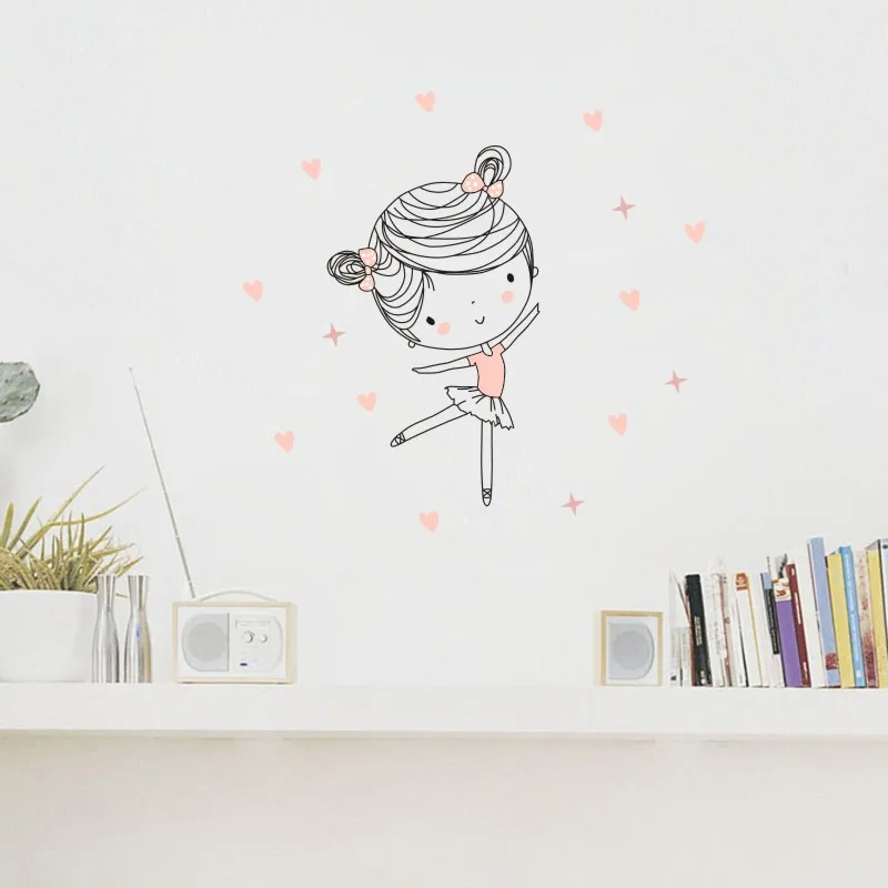 Мультфильм девочка танец балет самоклеящиеся настенные наклейки для детской
