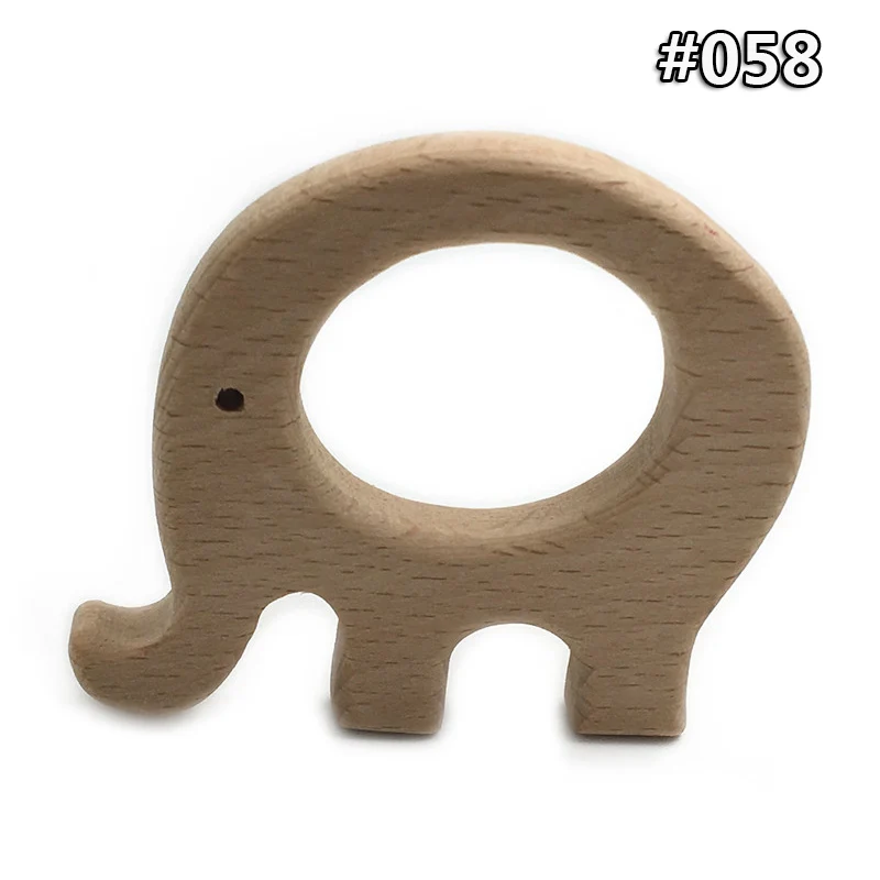 wood teether 058 Мультфильм Дерево Прорезыватель чистый натуральный животные в форме детские зубные кольца для детей бук Прорезыватель девочка DIY кулон игрушки для новорожденных подарок - Цвет: wood teether 058
