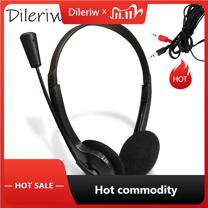 

Стереогарнитура с микрофоном для телефонных звонков, подходит для настольных компьютеров, ноутбуков, проводные наушники с шумоподавлением