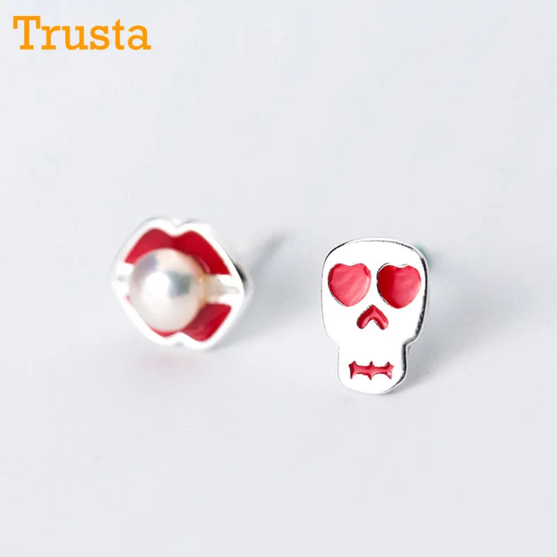 Trusta 2018 100% Стерлинговое Серебро 925 пробы женские модные серьги-гвоздики с красным