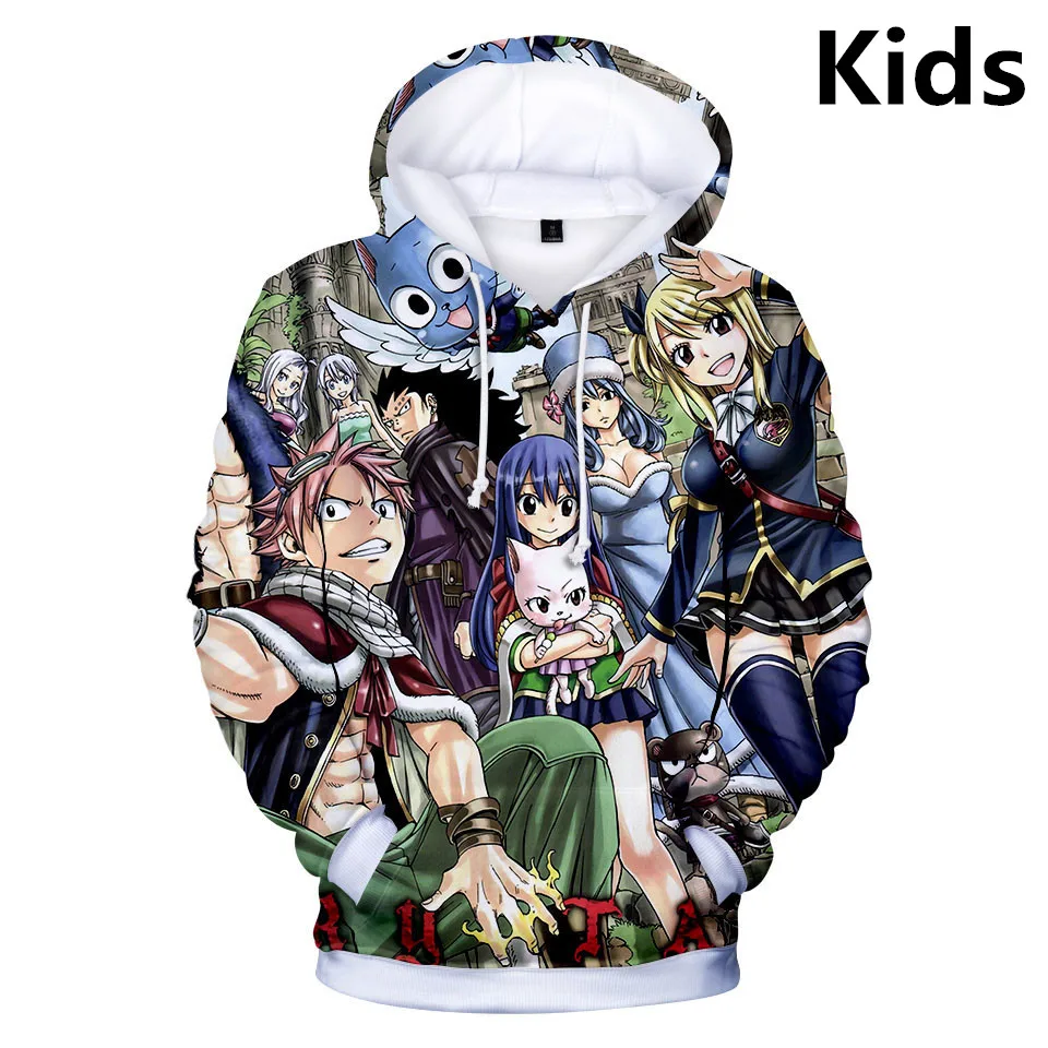 Для детей от 3 до 14 лет детские толстовки с капюшоном рисунком из аниме Fairy Tail 3D