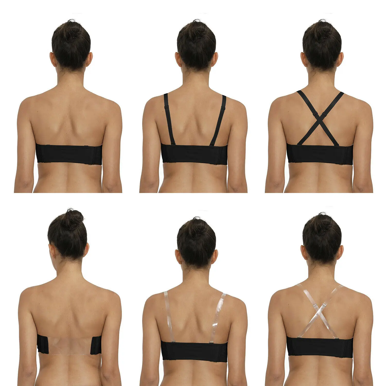 Hot Selling Women Sexy Push Up Bra Double Padded Invisible Strapless Bras Adjusted Convertible Straps 1/2 Cups Wire Backless