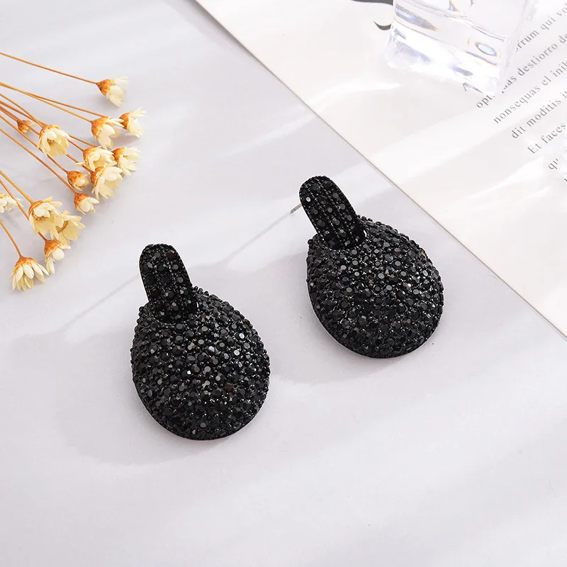 Gun black MAIKALE Новые Классические капли воды Винтажные серьги сплав большие серьги преувеличены белый/черный Стразы длинные серьги для женщин - Окраска металла: Gun black