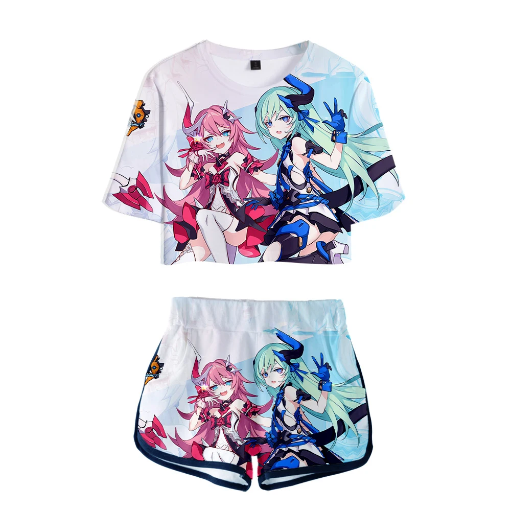 Костюм Honkai Impact из 3-х предметов футболка + шорты хлопковый костюм с коротким