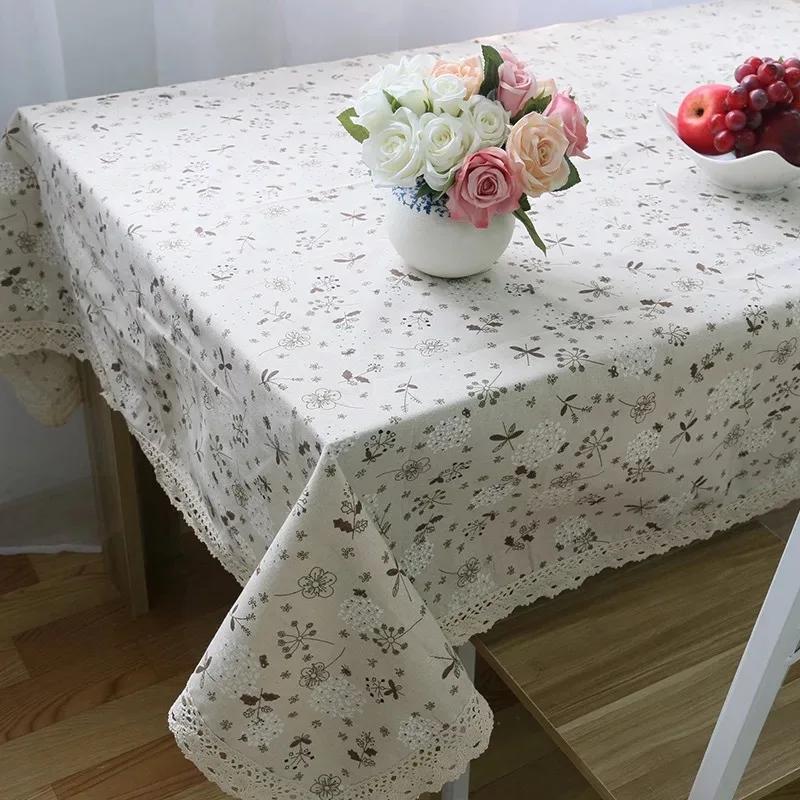 

Nordic Style Pastoral Cotton Linen Tablecloth Christmas Printed Dandelion Small Floral Tablecloth Dust Cover Table Decor