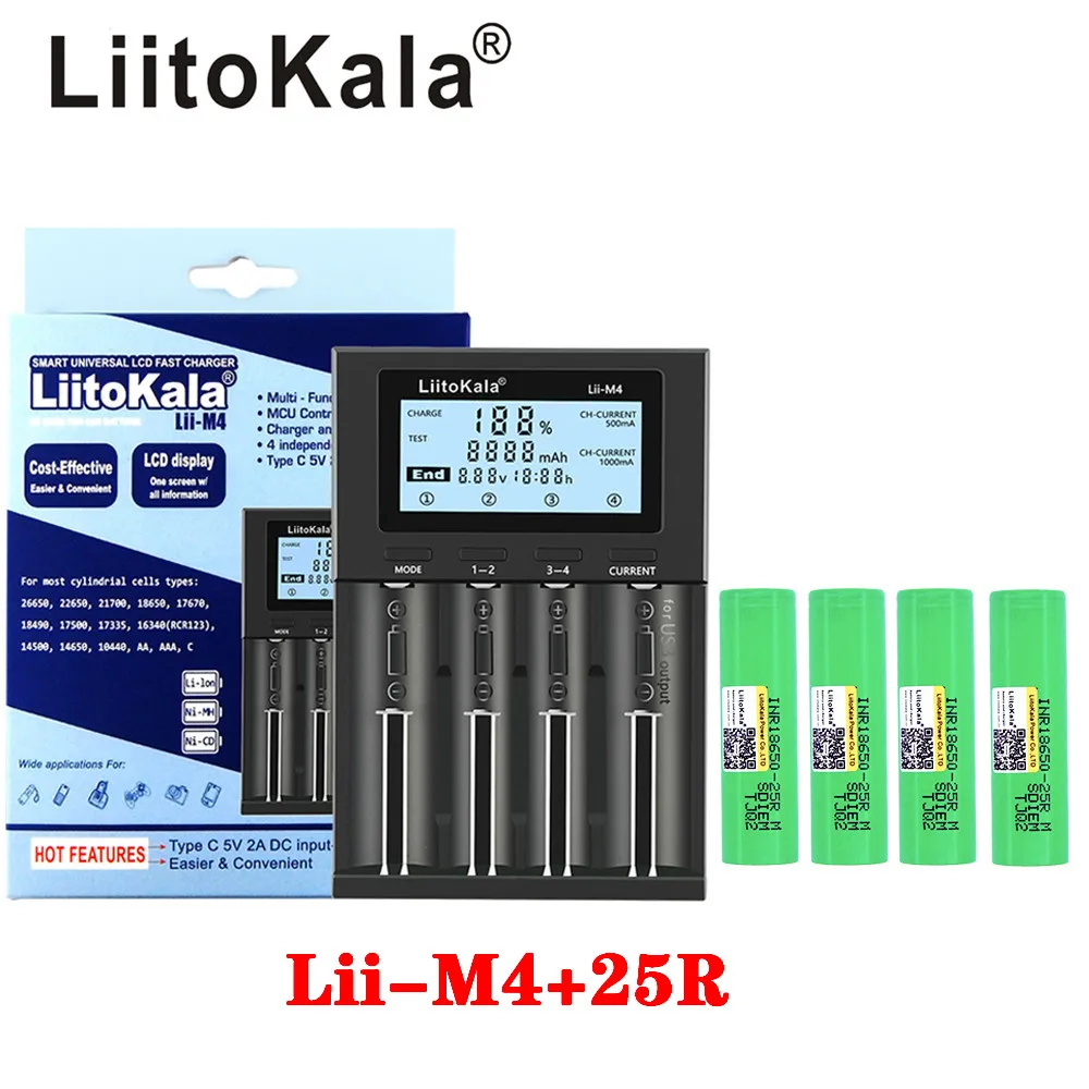 

LiitoKala Lii-M4 LCD Detectable capacity charger + 3.7V lii-35A NCR18650B 25R HG2 18650 2500 3000 3400 3500 mah battery