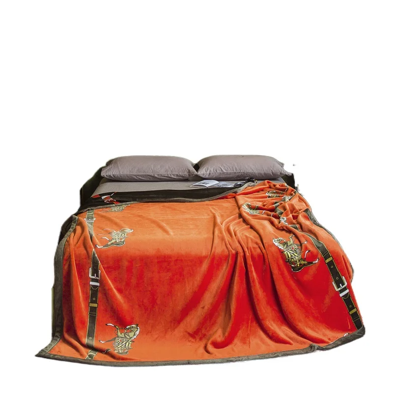 

Luxury Flannel Printed H Blanket Warm Super Soft Blanket Decorative Throw Blanket Queen Size Blankets for Beds