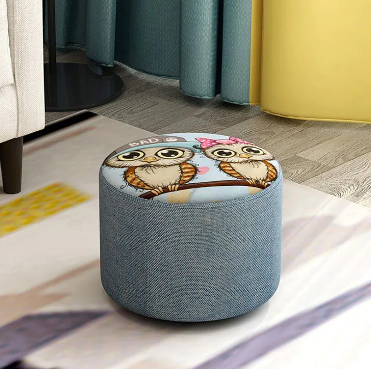 Creative Fabric Stool Round Upholstered Footstool for Living Room  Sofa Small Bench Home Simple Ottoman seater Furniture the imperial palace book reservation chinese antique furniture burmese rosewood bench home decoration round stool