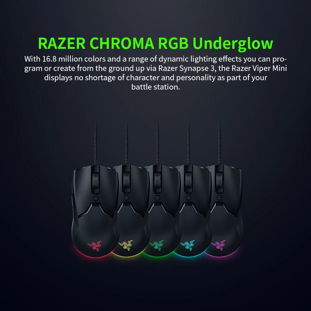 Игровая мышь Razer RGB мини-мышь Viper 61 г легкая проводная 8500DPI PAW3359 оптический датчик
