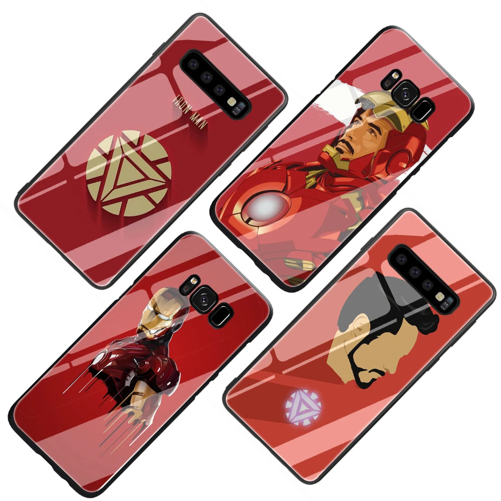 Marvel superhero iron man Tempered Glass Phone Cover Case For Samsung Galaxy S7 edge S8 Note 8 9 10 Plus A10 20 30 40 50 60 70 | Мобильные