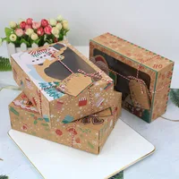6 шт./компл. большой размер рождественские конфеты печенье из крафт-бумаги коробка с пластиковым окном из ПВХ имбирный хлеб шоколад подарочн...