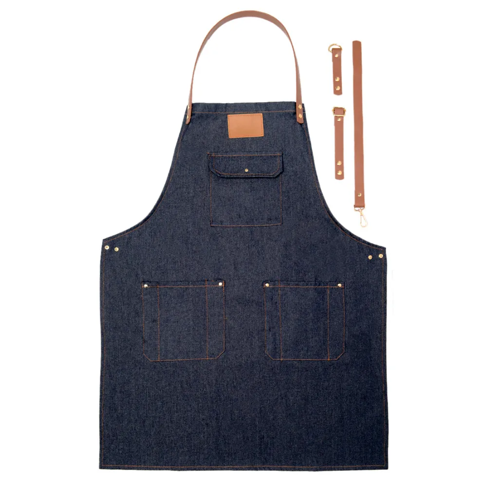Фартук с карманами для мужчин кухонная форма без рукавов женщин и джинсовые