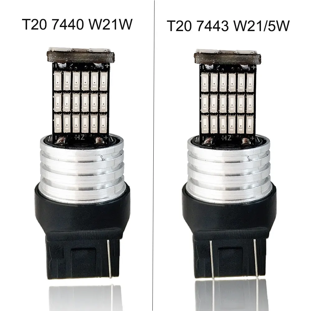 2 шт. T20 7440 7443 светодиодный светильник W21/5 Вт W21W светодиодный 45SMD 4014 автомобильная лампа автомобильный тормозной светильник лампа заднего хода белый красный желтый