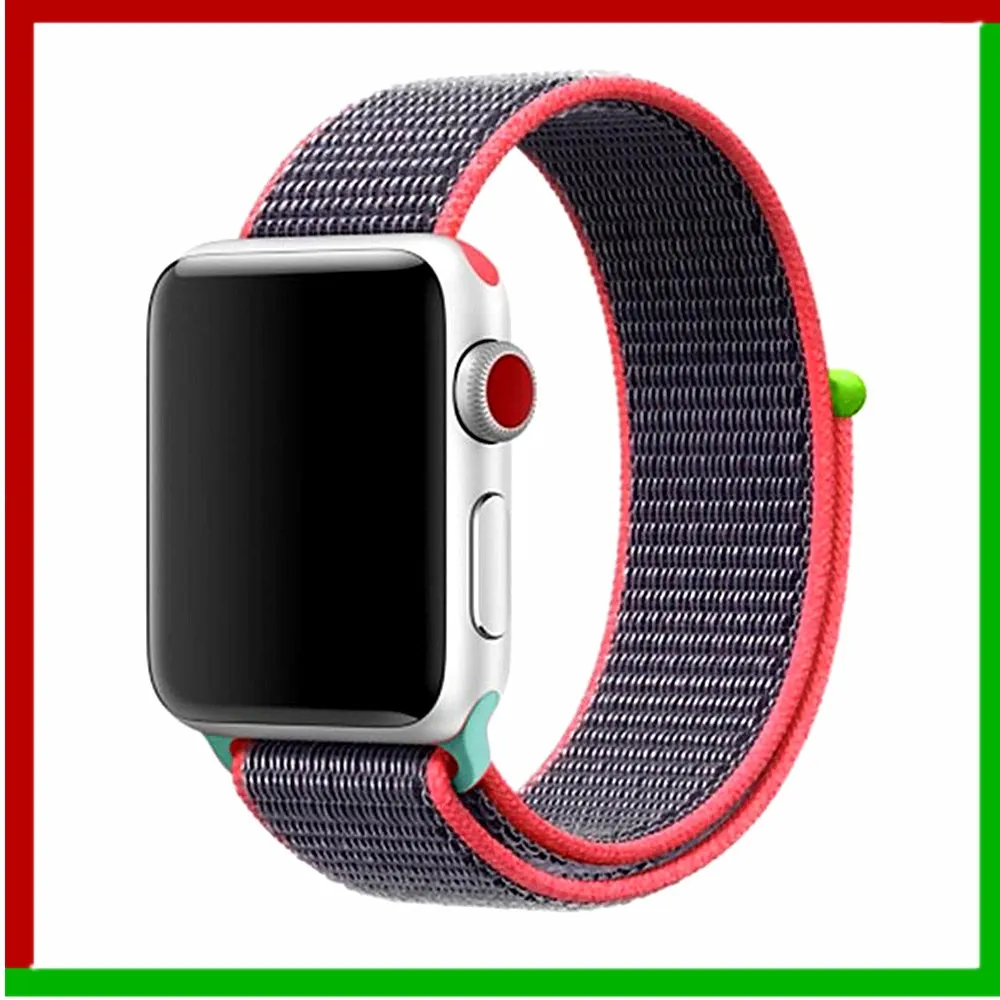 Bright powder 2 hit Нейлоновый ремешок для Apple Watch 42 мм 38 мм iWatch 4 ремешка 44 мм 40 мм Браслет спортивная петля ремешок для часов ремень для часов дышащий 5 4 3 2 1 - Цвет ремешка: Bright powder 2 hit
