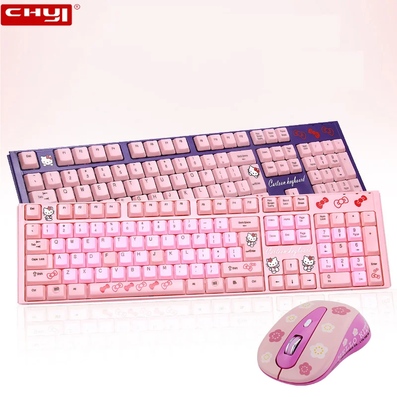 

Pink Keyboard and Mouse Set 104 Keys Cartoon Wired Keyboard and USB Gaming Mause Combos Mute Cute Keyboard Mice For PC Gamer Kit