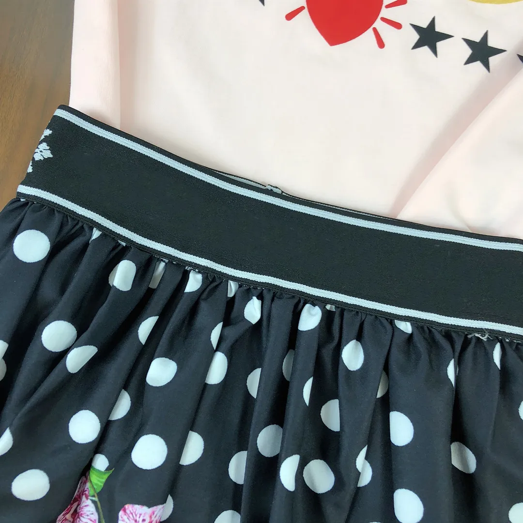 

Summer New Hot Sale Girls Sets 4 6 8 9 To 14 Years Old Baby Cotton T-Shirt And Print Skirt 2pcs Cute Child Kids Designer Clothes