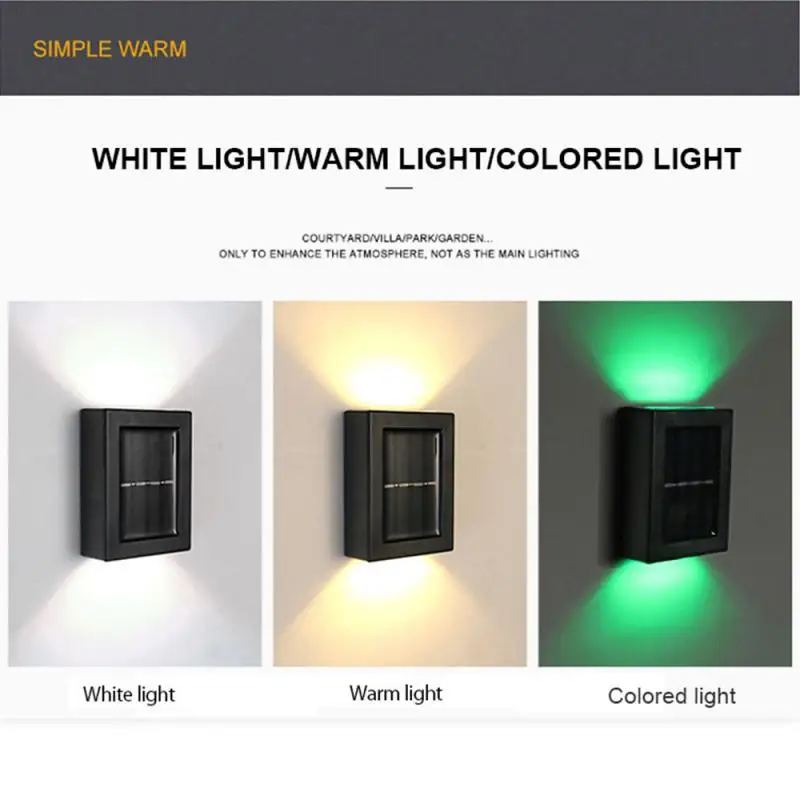

Solar Powered 2LED Wall Lamp Two Light Colors IP65 Waterproof Quickly Absorb Energy Bright Outdoor Garden Courtyards Parks