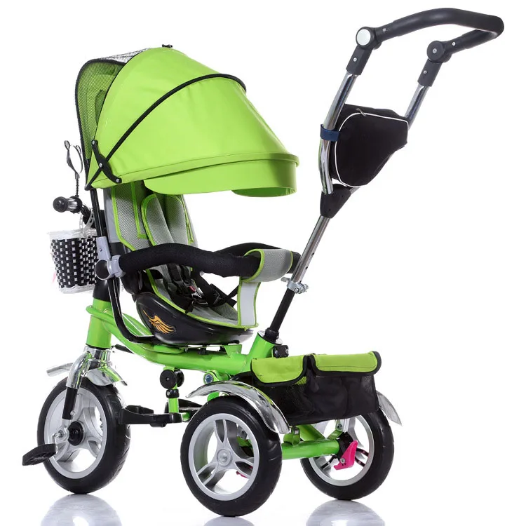 

Детский трехколесный велосипед с поворотным сиденьем и обратной ручкой