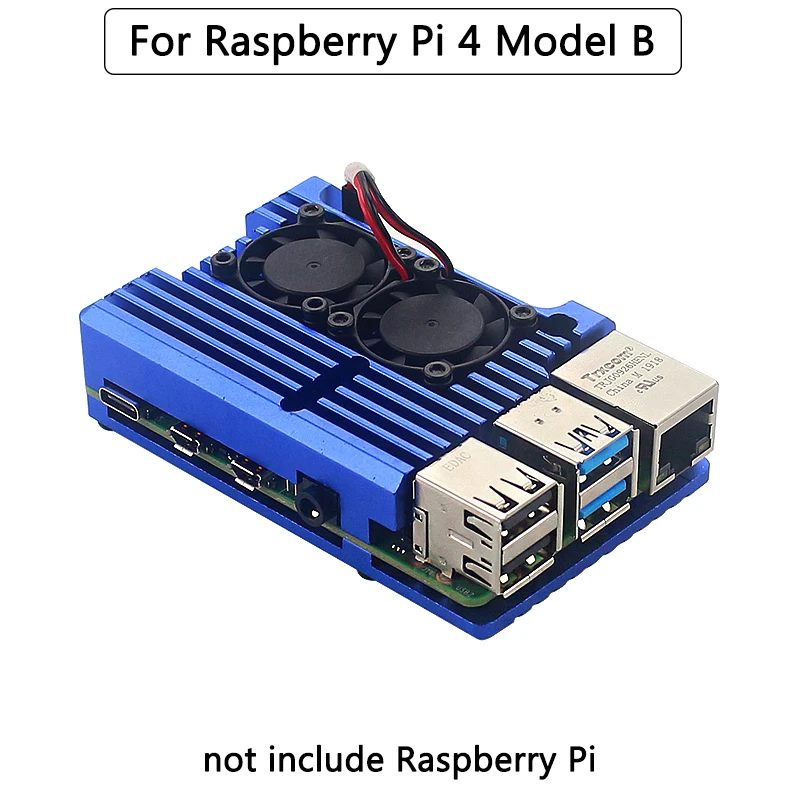 for 4B Blue Raspberry Pi 4 Модель B двойные вентиляторы ЧПУ Алюминиевый сплав чехол металлический 4 цвета Броня корпус с радиаторами для Raspberry Pi 4B/3B+/3B - Цвет: for 4B Blue