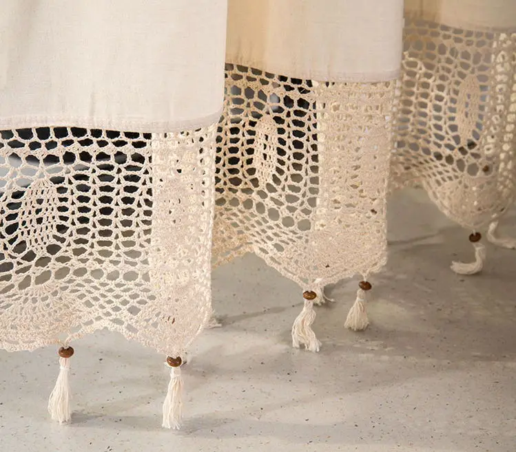 ZHH Европейский пасторальный стиль жалюзи занавески сельские вязанные крючком