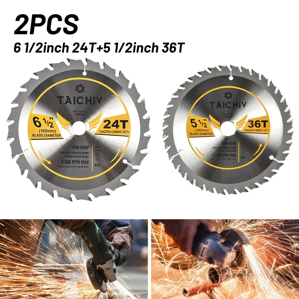 

Wood 2pcs Circular 5-1/2\\\" 36T 50 Steel 6-1/2\\\" 24T Accessories Cutting