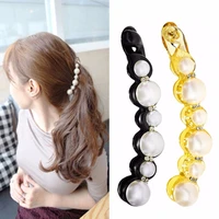 2 colors elegant exquisite horsetail twist beads beauty pearl banana clip headwear hairpins simple style accessories for women