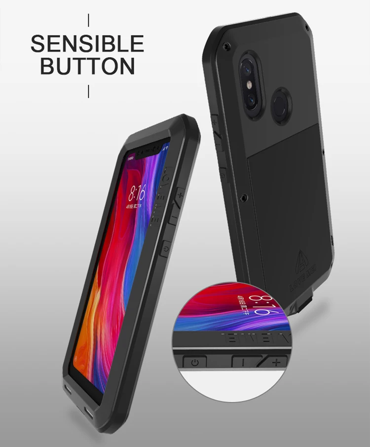 Металлический Чехол Love Mei для Xiaomi Mi 8, ударопрочный чехол для телефона Xiaomi Mi 8 Capa, прочный Броня, противоударный чехол для Xiaomi Mi 8 Coque