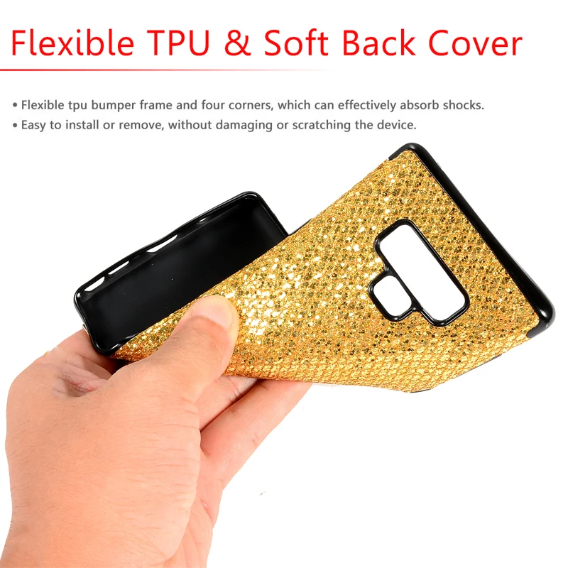 Protective case on for Samsung galaxy note 9 back cover bling glitter samsng sam samsum galaxie note9 luxury bumper n9 cases fit |