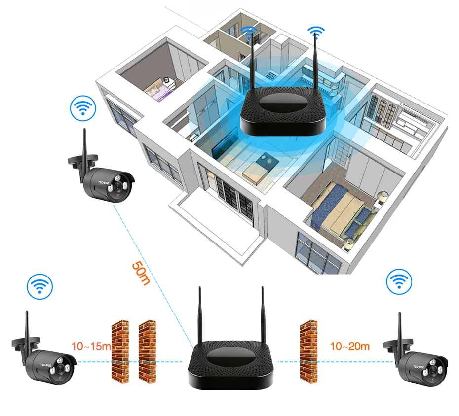 Techege 4CH CCTV система 1080P HD аудио беспроводной NVR комплект Открытый Ночное Видение безопасности IP камера wifi CCTV система Plug& Play