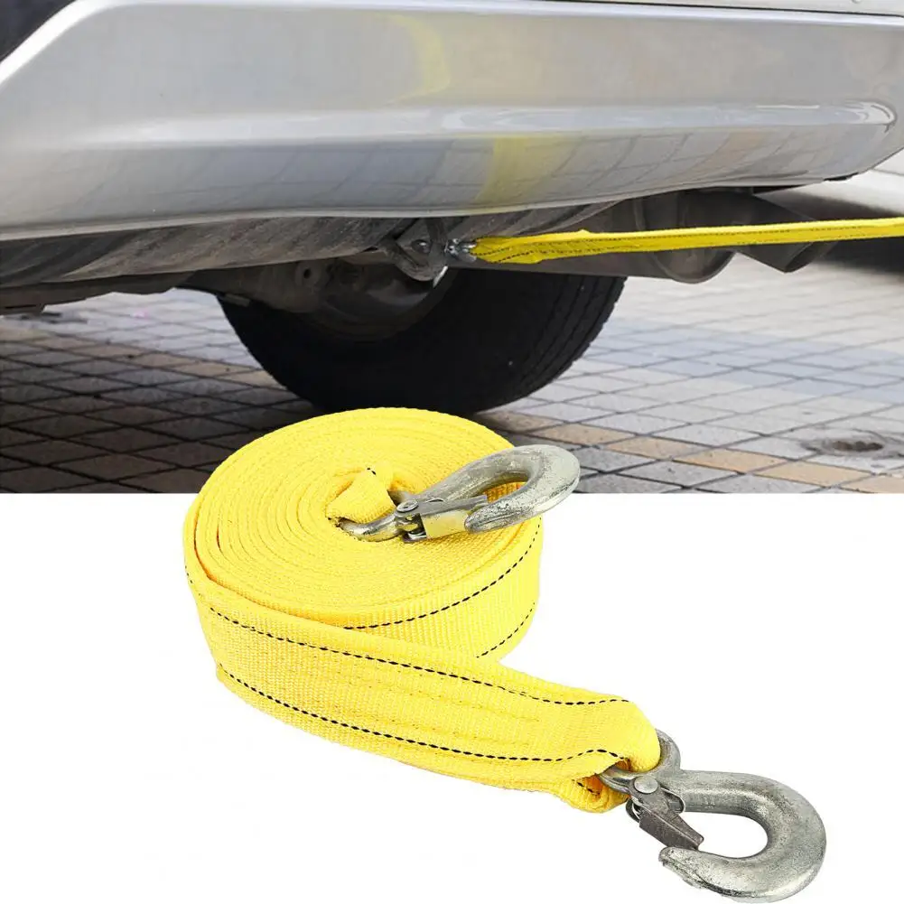 Универсальный автомобильный буксировочный ремень с крючком желтый