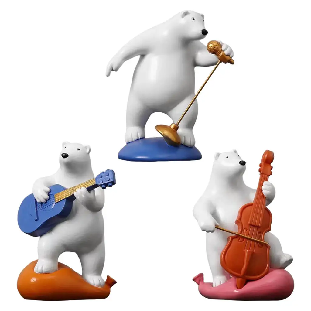 

Cute Bear Statues Resin Crafts Ornament Indoor Tabletop Living Room Music Cute Figurine Sculpture Office Shop Hotel Shop Accent