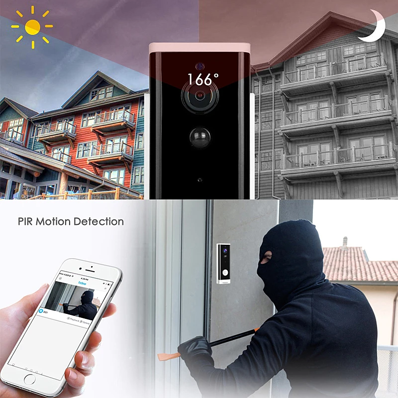 Tuya App 2MP смарт WiFi видео дверной звонок камера визуальный домофон с чимом ночного