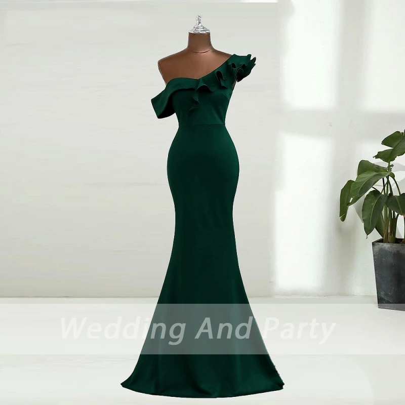 

Женское вечернее платье на одно плечо, темно-зеленое платье для свадебной вечеринки
