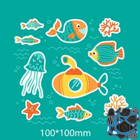 new metal cutting dies underwater world fish stencils for diy scrapbooking paper cards craft making craft decoration 100100mm