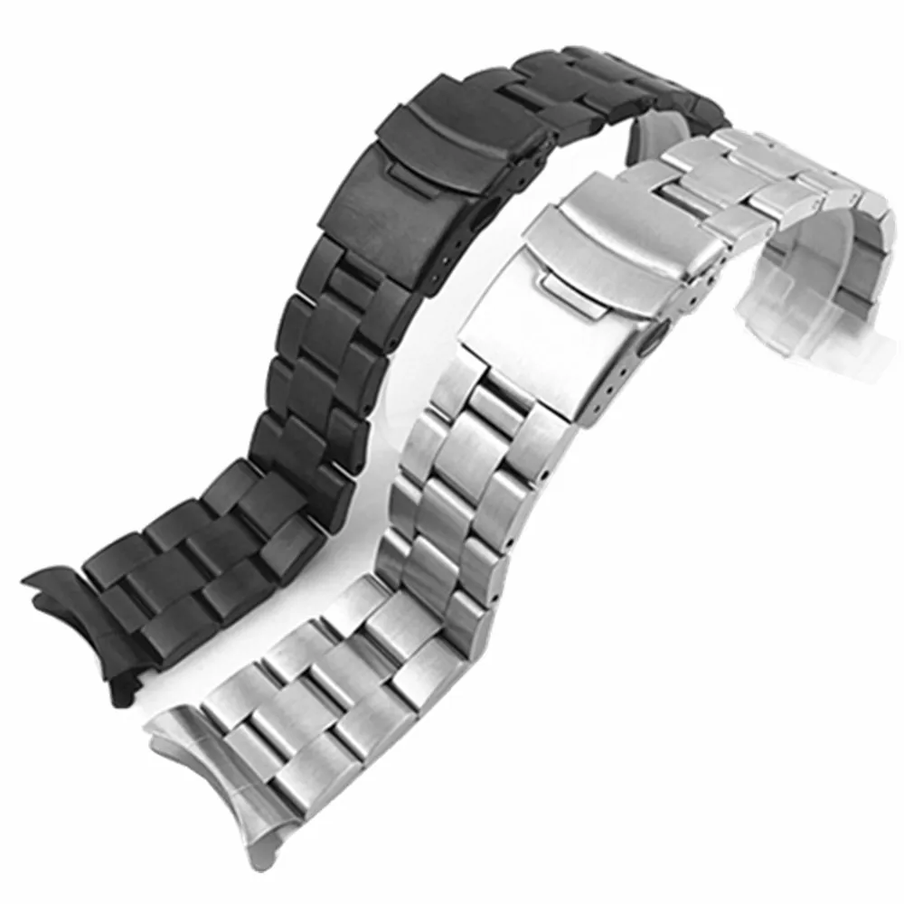 20 22mm Watchband Arc Edge Stainless Steel Strap Arc Mouth bracelet metal band  watch band For  For Seiko Diy Replace